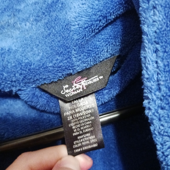 Secret Treasures Woman Size 2X Plus Blue Belted Robe Cozy & Comfy Cozy Weekends - Picture 5 of 6